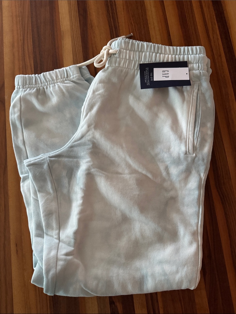 GAP Pale Blue Tie Dye Cozy Drawstring Sweatpants